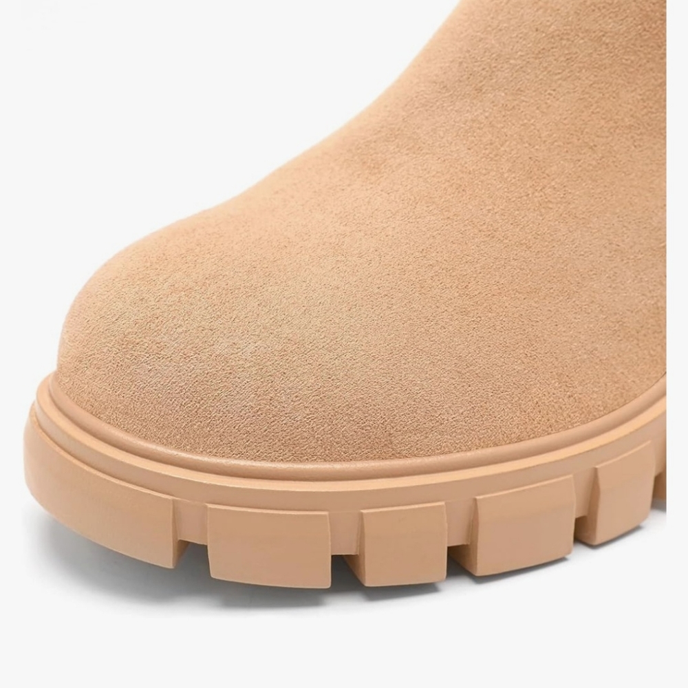 Lug Sole Chunky Ankle Boots for Women - Elastic Non Slip Platform Ankle Booties